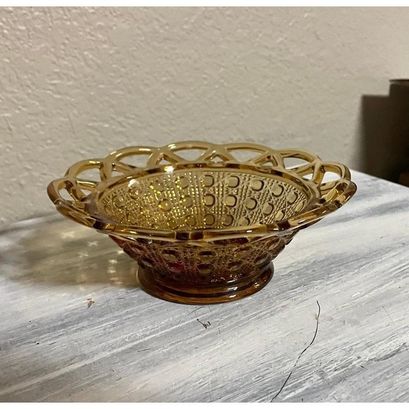 Vintage amber glass candy dish/ Imperial glass/scalloped... - Picture 1 of 4